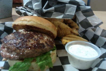 Black and blue burger at Crave