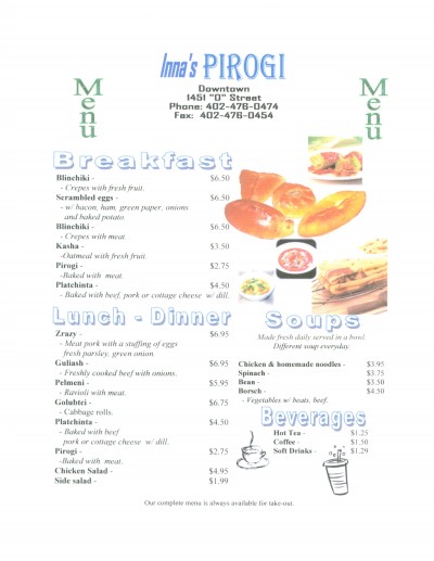 Thumbnail image of Inna's menu